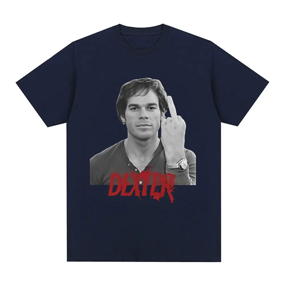 TV Play Dexter Morgan Middle Finger Graphic T-shirts Men's Women Clothing Casual Cotton Loose Short Sleeve T Shirts Streetwear