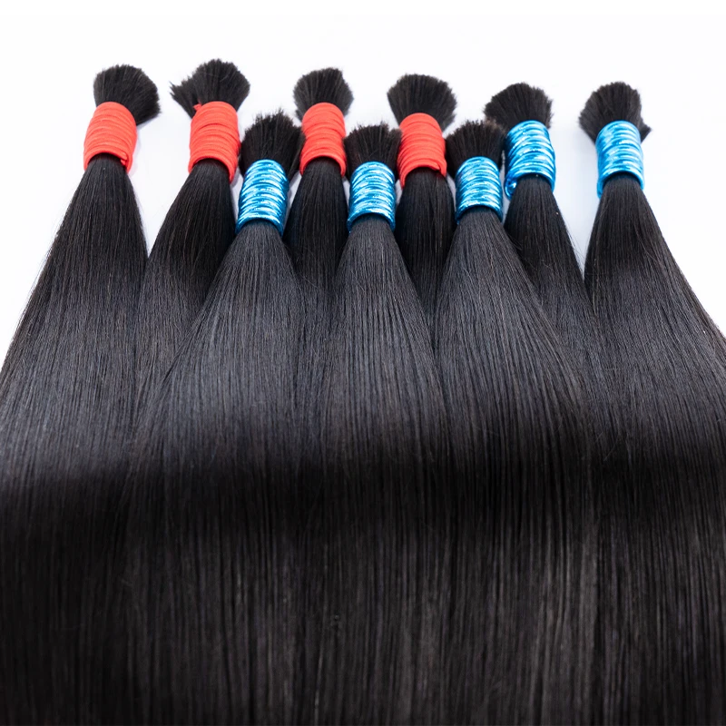 Cabello humano real virgen 100%, lote de buena calidad natural, 10A para tejer y trenzar, sin procesar, sin trama, 1B lacio 3