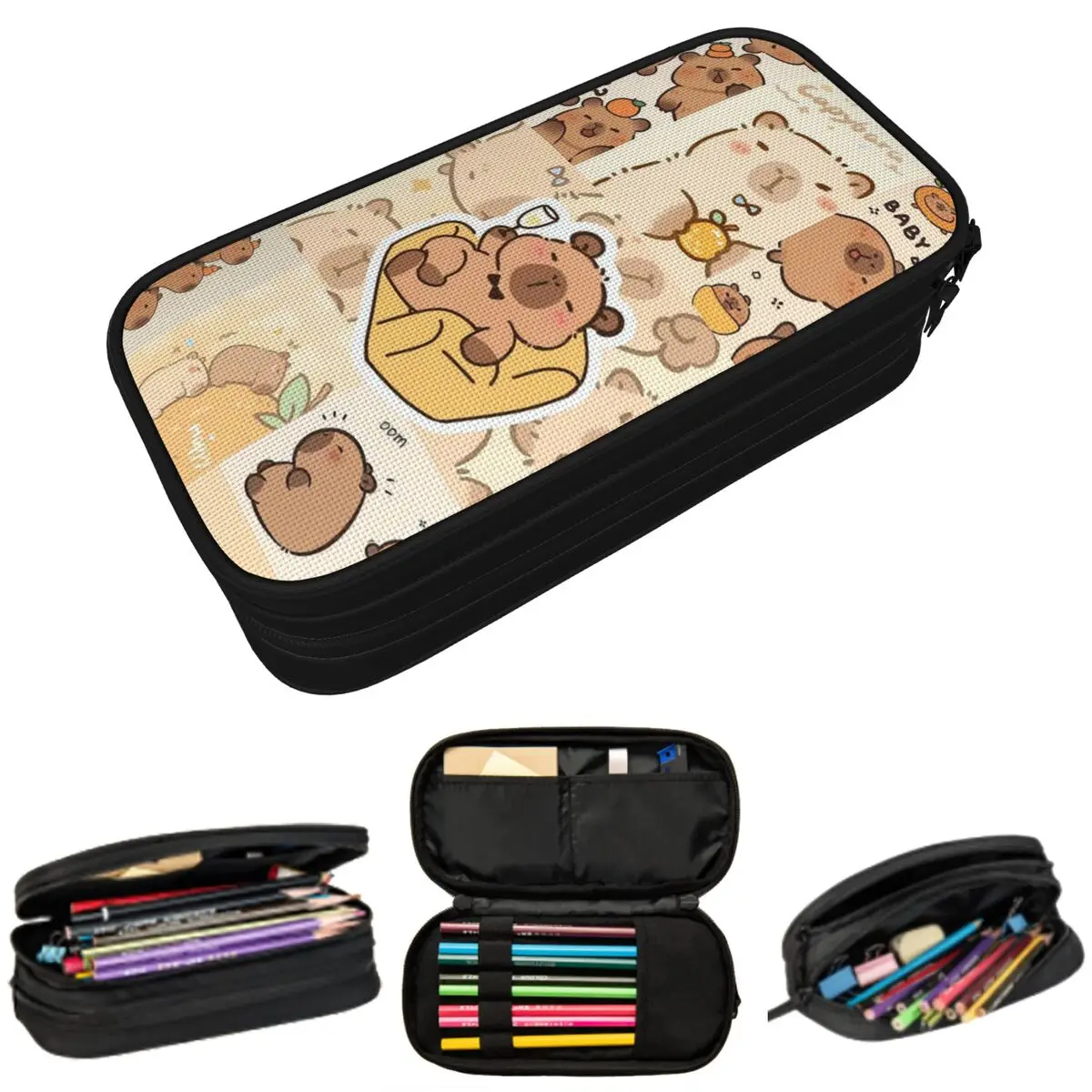 

Cute Capybara Pattern Cartoon Pencil Case for Boys Girls School Pen Box Pencil Bag Stationery Supplies Pen Holder Bag