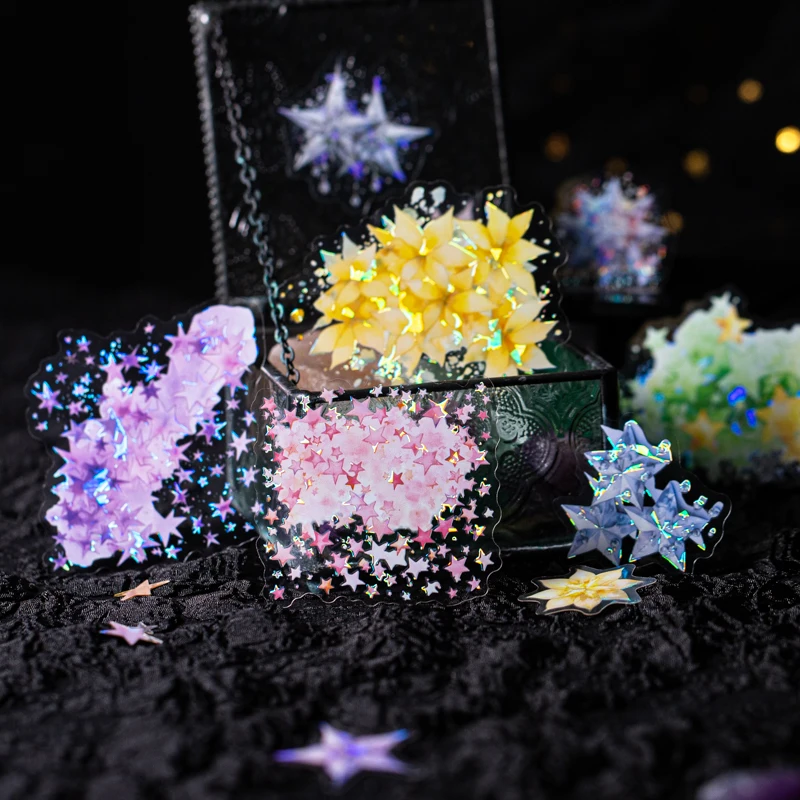 10 Pcs Star Theme Material Stickers Handbook Planner Journal Collage Decorative Message Notepad Label Sticker Scrapbooking