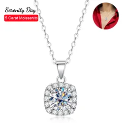 Serenity 5ct D Color Moissanite Pendant Necklace For Women 100% S925 Sterling Silver Plated 18K Lab Diamond Neck Chain Jewelry