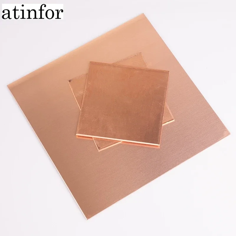 atinfor Customizable T2 Copper Metal Sheet Plate with Excellent Mechanical Behavior - 50x50mm Thick 0.3mm 0.5mm