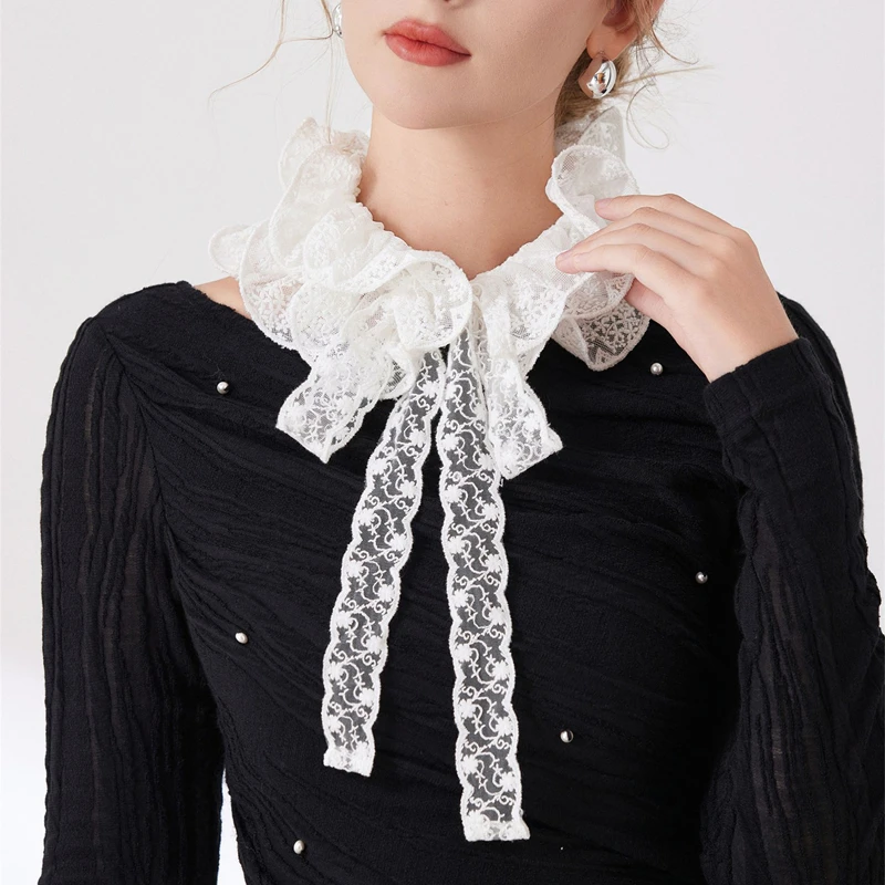 Elegant Sweet Decorative Lace Collar Princess Neck Ruffle Detachable False Collar Neckwear Fashion Costume Accessory