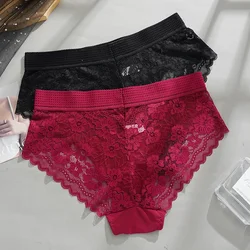 Floral Lace Panties Plus Size XL-4XL Women Underwear Transparent Sexy Lingerie Seamless Pantys Low-waist Female Briefs Intimates