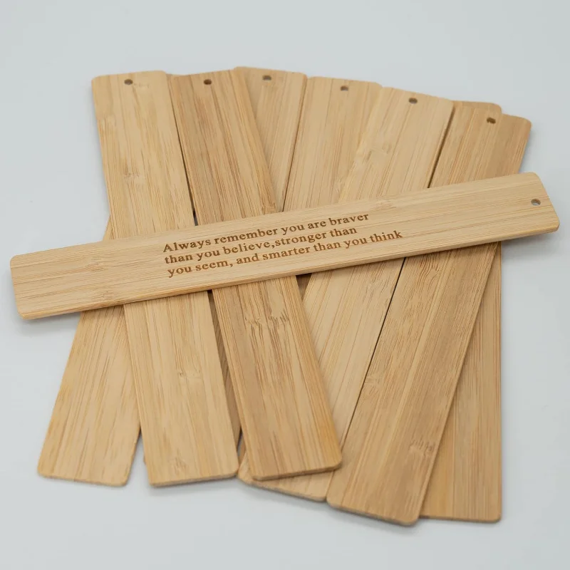 Length:.8 Inch Blank Bamboo Bookmark Engraving Bamboo Blanks Bookmarks Unfinished Wood Hanging Tags 20 Pcs