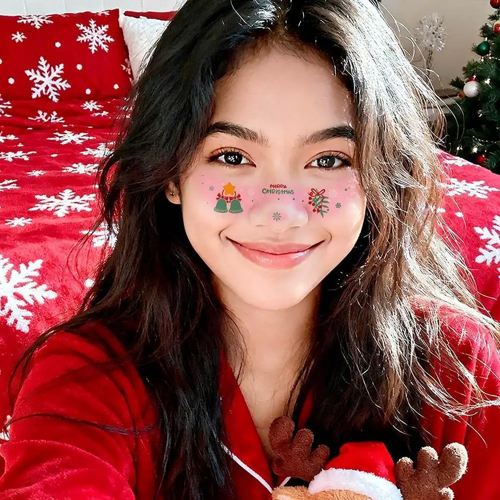 ملصقات ماكياج عيد الميلاد عيد الميلاد الوجه بريق النمش الوجه الوشم مقاوم للماء الوجه بريق النمش لعيد الميلاد O5M9 #4