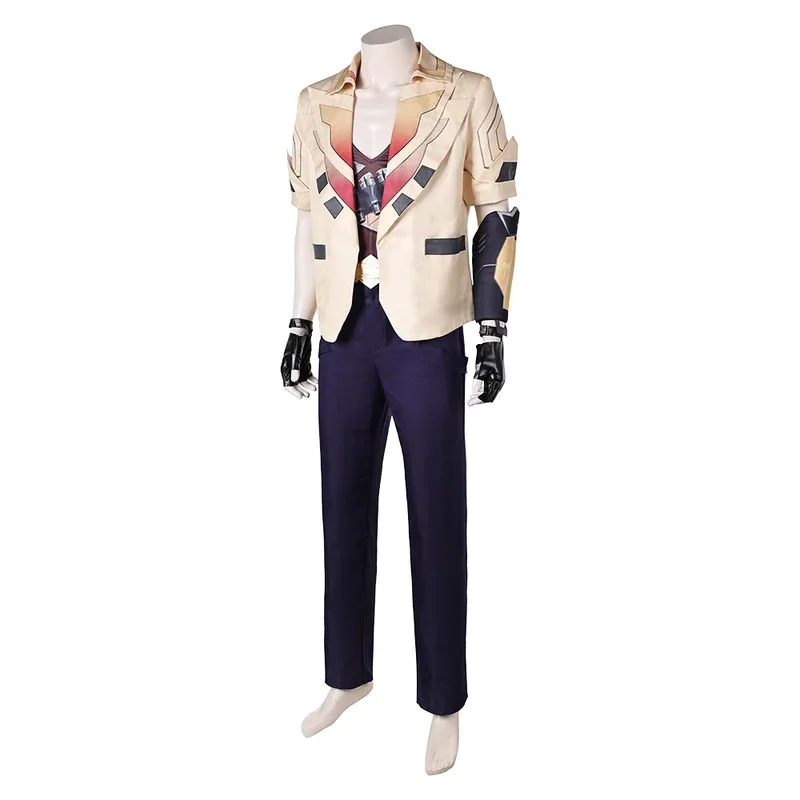 

asdh8@TEJO Cosplay Men Fantasy Coat Pants Vest Gloves Belt Costume Valorant Disguise Clothes for Adult Male Halloween Carnival S