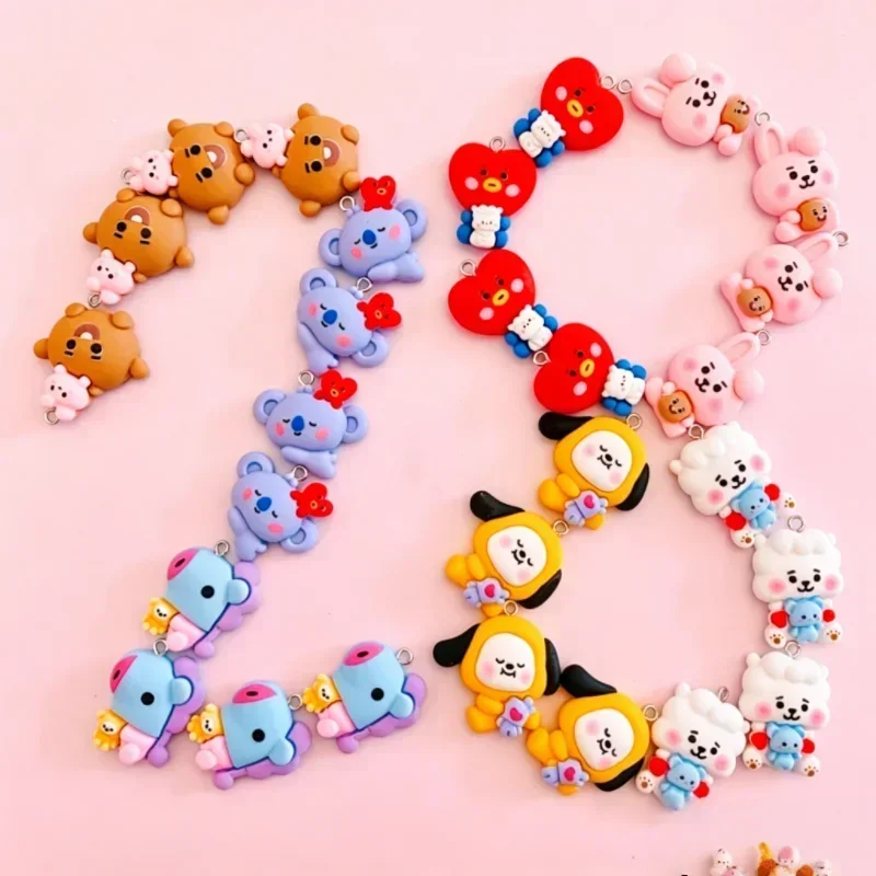 100 Stück BT21 Harz-Cartoon-Anhänger DIY-Zubehör Bastelzubehör für Schmuckherstellung Ohrringe Halsketten Armbänder Anhänger Handydekoration – Detail 4
