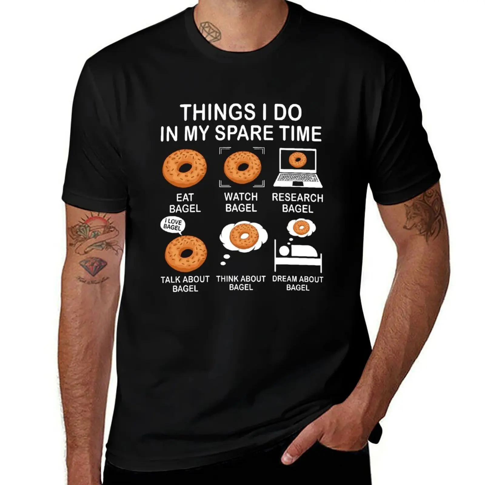 

Things I Do In My Spare Time Bagel Funny Gift For Bagel Lover T-Shirt cheap stuff compression shirt men