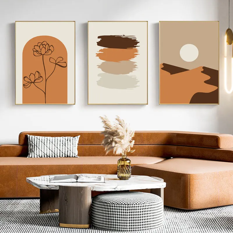 Boho Geometric Wall Painting Core Nordic Canvas Painting Posters and Prints Abstract Line Flower Desert Wall Pictures Home Decor