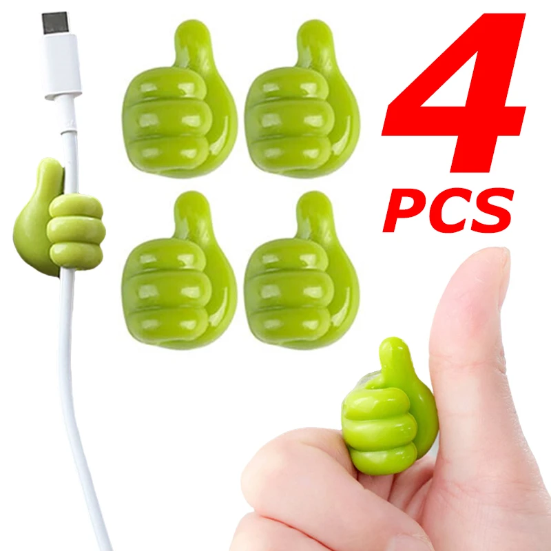 

4Pcs Car Organizer Hook Self-Adhesive Creative Silicone Thumb Key Hanger Storage Hooks Data Cable Clip Auto Accessories Interior