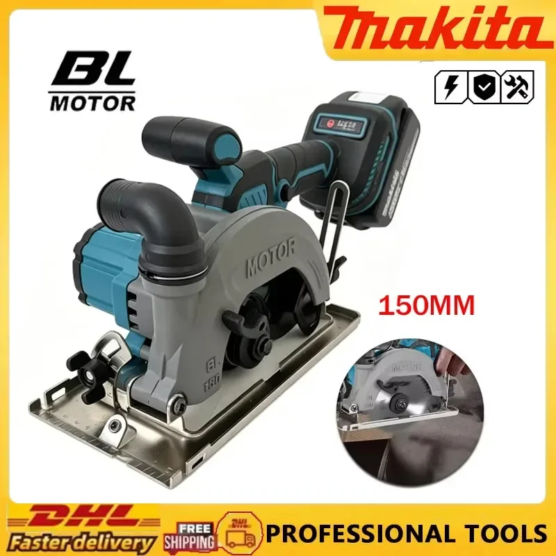 Makita 150mm Handheld Cordless Electric Brushless Circular Saw Adjustable Wood Cutting Machine Woodworking Saw for 18-21VBattery