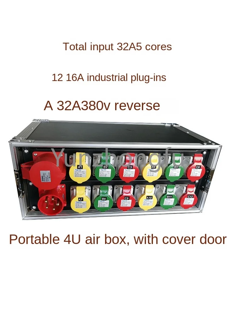 12 way industrial plug-in power box, stage LED large screen distribution box with reverse output direct box, portable silicon bo