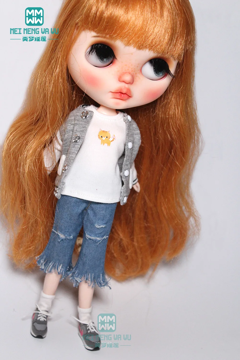 Fits 28cm Blyth Doll Clothes Fashion White Shirt Slacks Azone OB22 OB24 Doll Accessories Gift