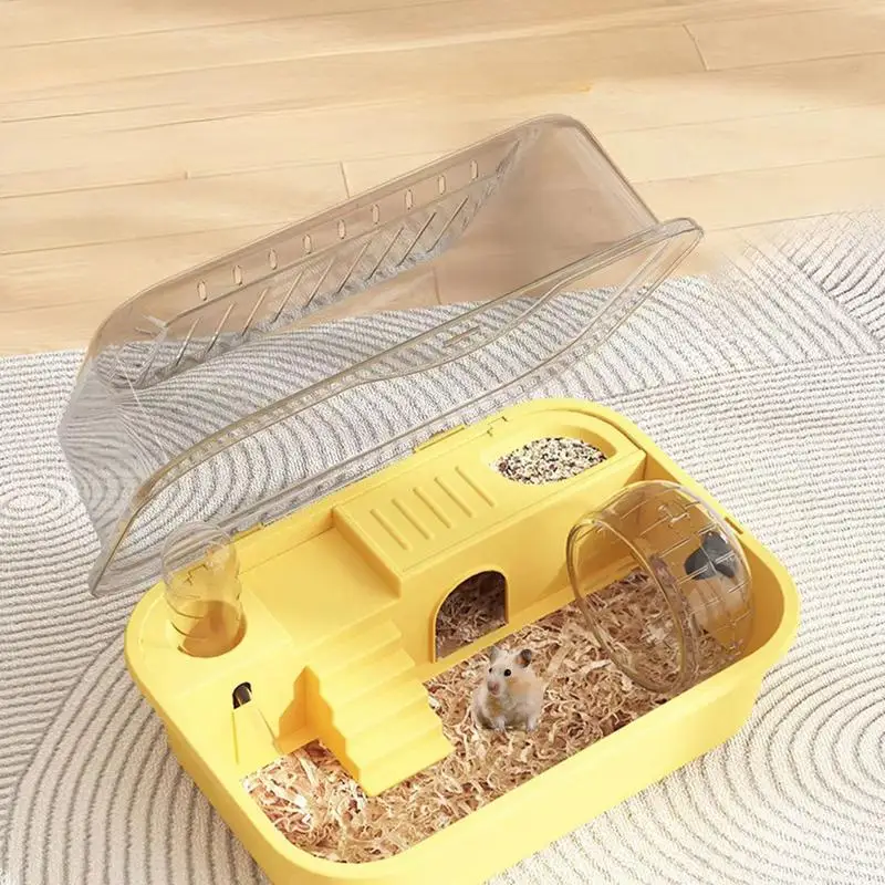 

Small Hamster Cage Hedgehog Sleeping House With Transparent Lid Anti-escape Small Animal Accessories Removable Hamster Safety