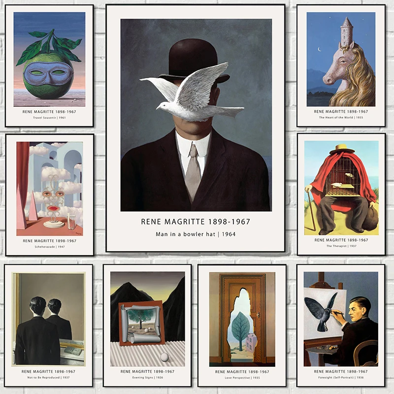Rene Magritte, thérapeute, surréalisme, art mural moderne, peinture sur toile, affiches et impressions nordiques, tableaux muraux pour le salon