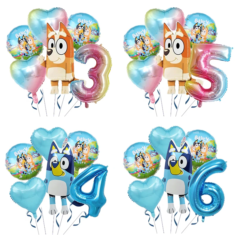 

Cartoon Blueys Bingo Balloons Number Set Boy Girl Birthday Party Decoration Love Shape Balloons Baby Shower Party Supplies Gift