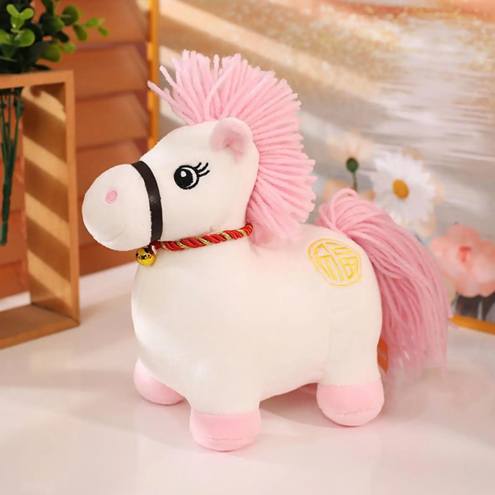Ano novo lunar cavalo de pelúcia macio brinquedo animal de pelúcia 2026 auspicioso brinquedo de pelúcia mascote animal de pelúcia para o ano novo chinês