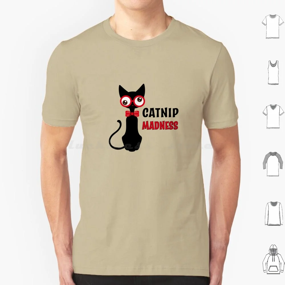 Funny Cat With Funky Glasses | Catnip Madness | Funny Cat Miaw T Shirt Big Size 100% Cotton Catnip Coolcat Catnip Freakout