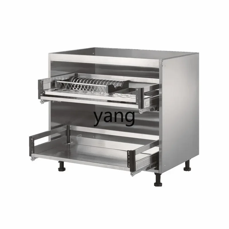 LH304 stainless steel household kitchen cabinet integral stove pull basket cabinet assembled stove cabinet