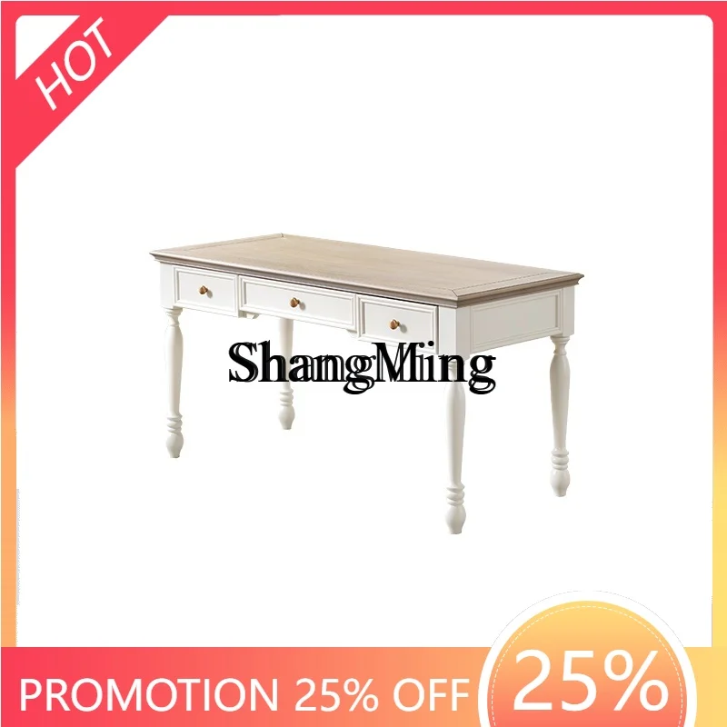 

ZYY premium exquisite white cream wind all solid wood desk simple study home writing desk