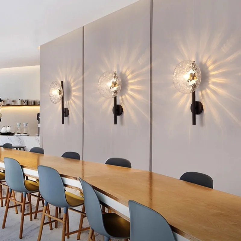 

Modern Simple Water Pattern Glass Wall Lamp Nordic Living Room Bedroom Study Decoration Creative Background Lights