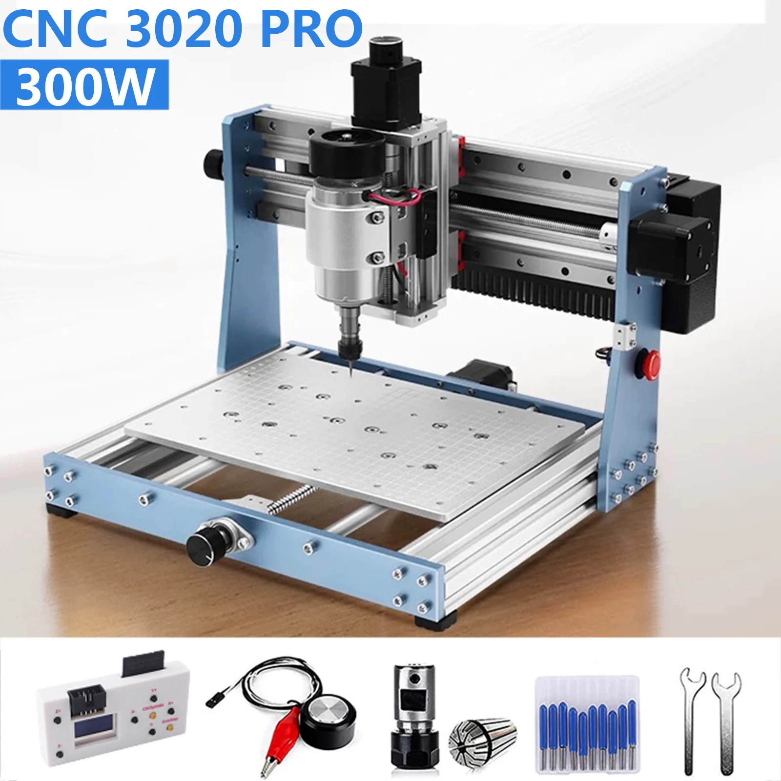 3020 PRO CNC Milling Machine With 300W Spindle DIY Laser Engraving Machine with 3 Axis Limit Switches GRBL Offline Controllor