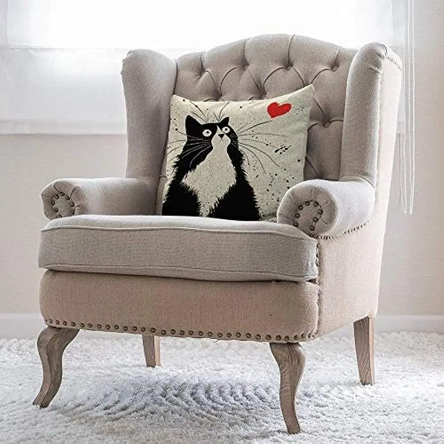 Cute Cat Linen Pillow Cover Pillow Pillowcase 45x45cm Home Living Room Sofa Decoration Pillowcase pillow case