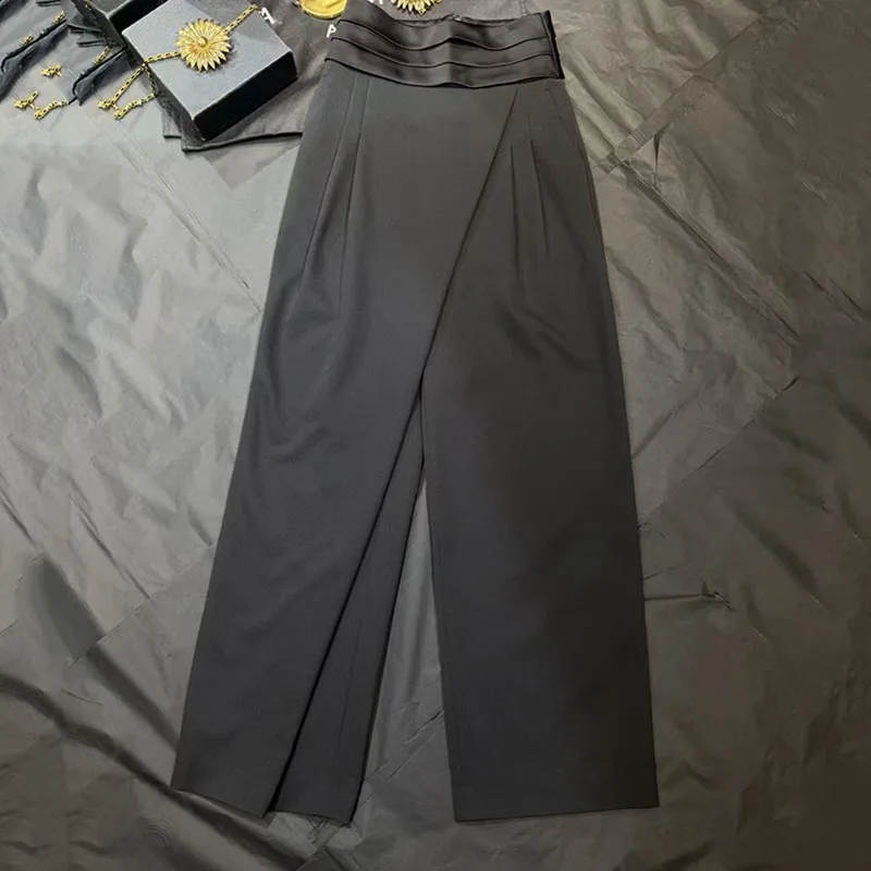 Women's High-Waisted Wide-Leg Pants Versatile Black Straight-Leg Pants Premium Quality Trousers 2026 Spring New Arrivals Y2K