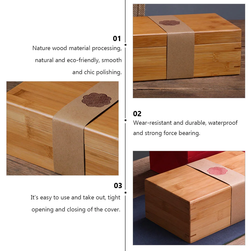 1pc High Grade Tea Box Bamboo Eco Friendly Retro Wooden Tea Dustproof Gift Container For Leaves Classic Design
