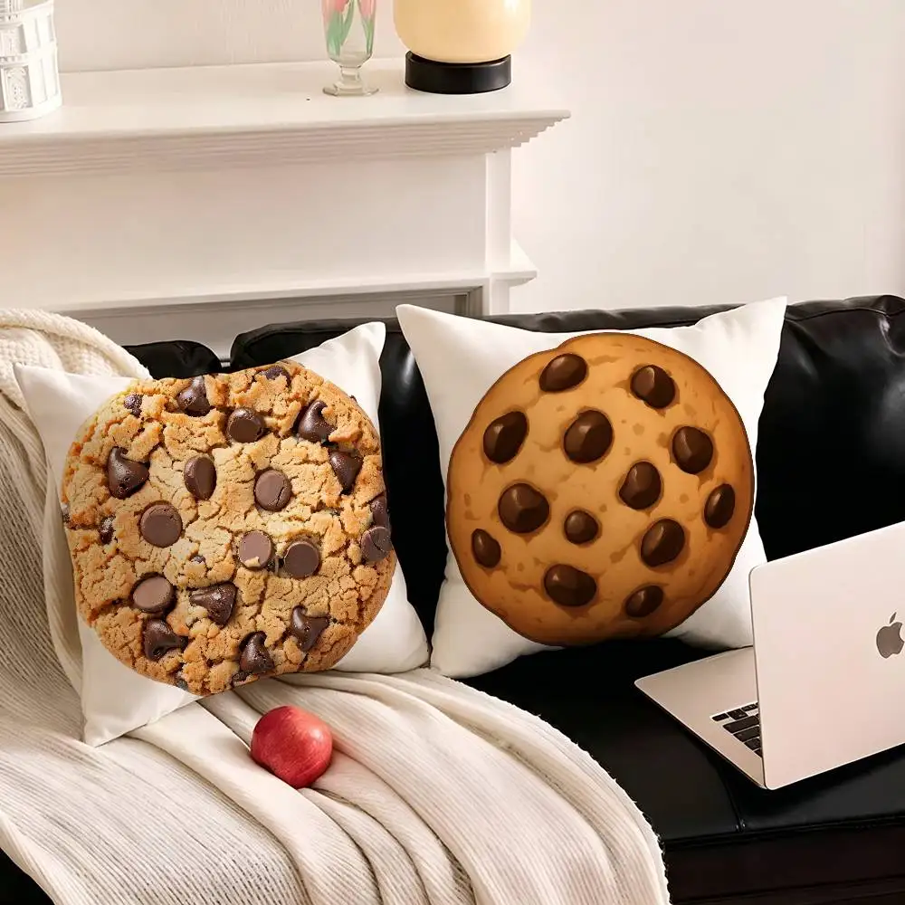 1pc Crunchy Chocolate Chip Cookies Anime Pillow Case Fashion Square Pillowcase Bedroom Sofa Room Ins Decoration Leisure
