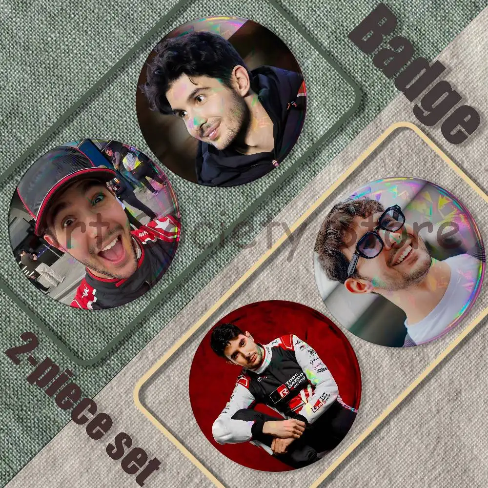 Driver E-Esteban Ocon Brooches for Backpack Accessories 25,32,44,58,75mm Round Enamel Pins 2-piece set Cartoon Anime Badge