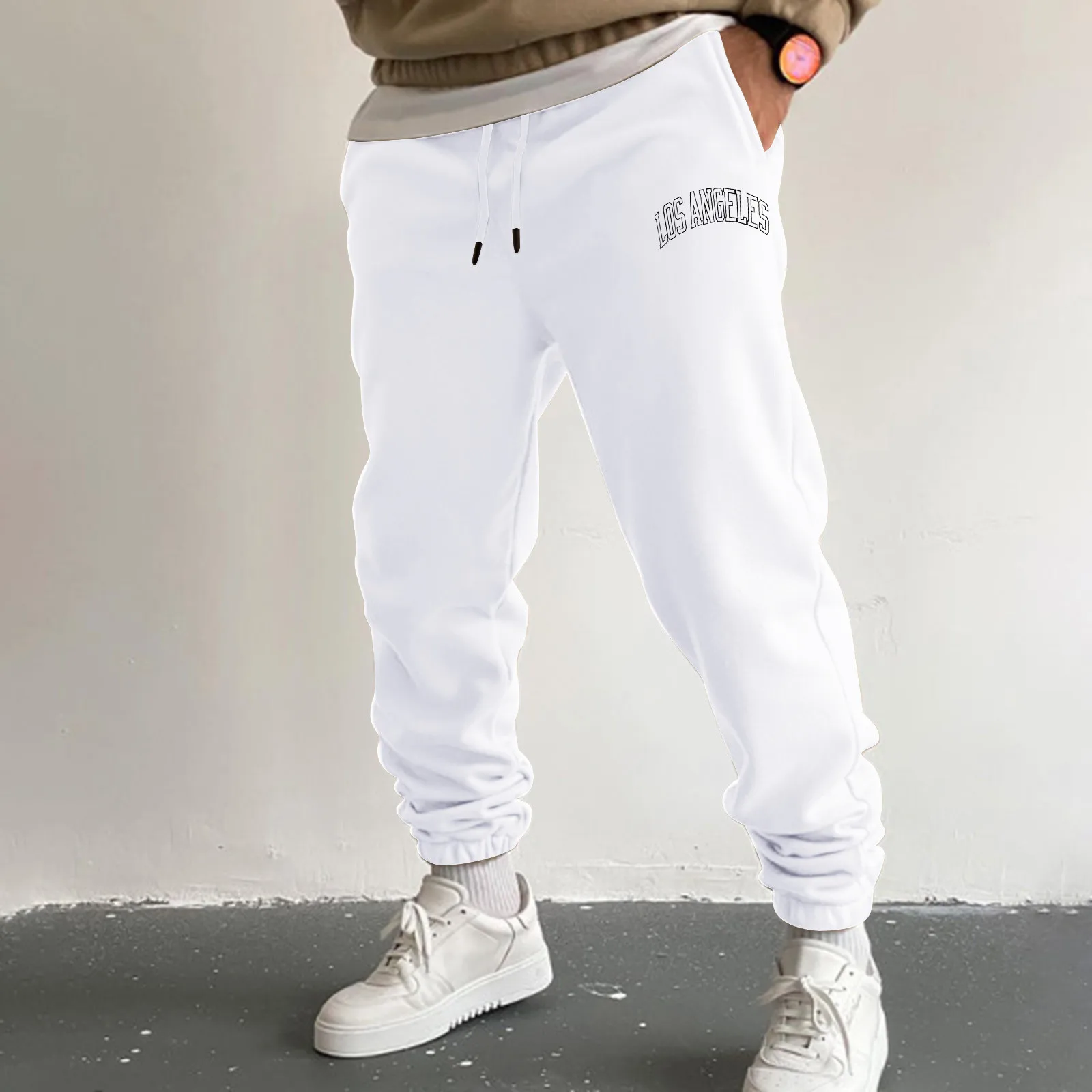 

Newest Mens Knitted Sweat Joggers Elastic Waist Jogging Pants Men Sport Long Fitness Sportswear Trousers Plus Size Sweatpants