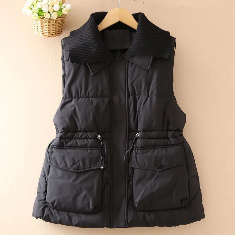 2026 New Down Cotton Vest Autumn Winter Women Korean Loose Casual All-match Temperament Sleeveless Female Waistcoat Outwear Top