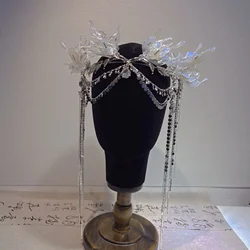 New Handmade Mermaid Headband Glitter Sequins Tassel Crown Mermaid Hair Accessories Earrings Set