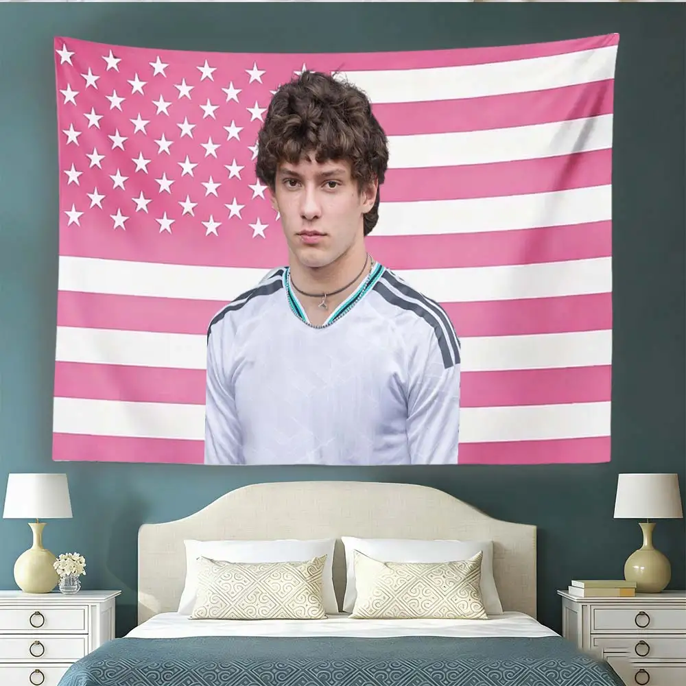 Kimi Antonelli Pink American Flag Tapestry F1 Racer Portrait Wall Hanging Fan Decor Gift