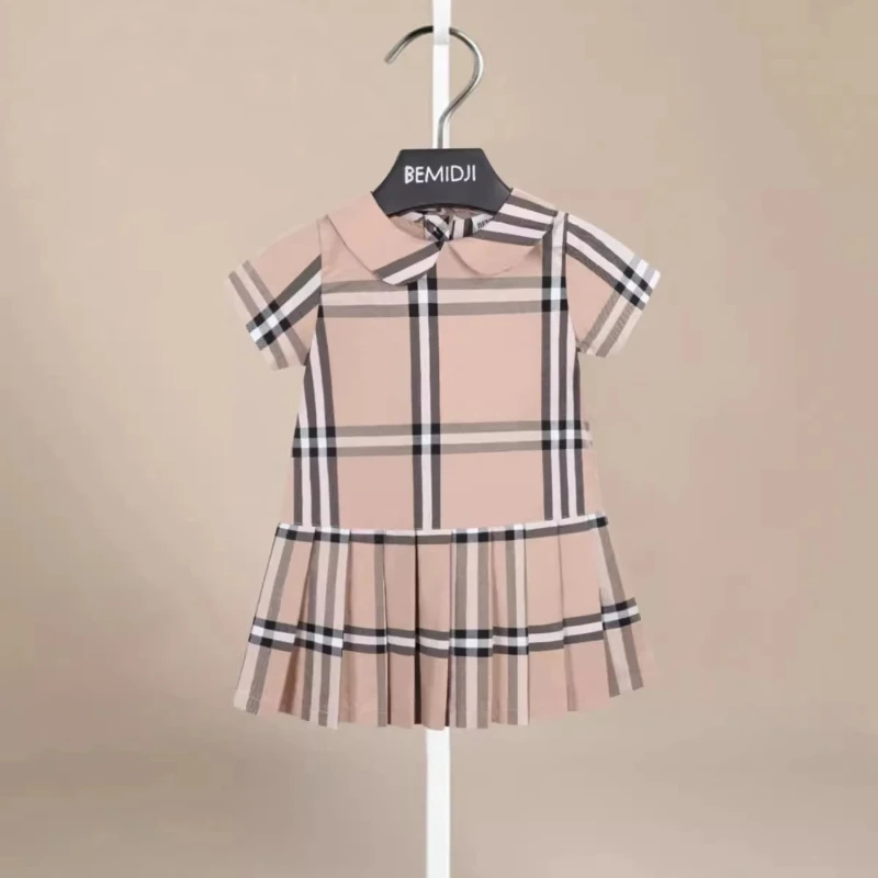 

Летние платья с короткими рукавами для девочек, клетчатое праздничное платье в полоску для маленьких девочек, детское элегантное нарядное платье для девочек, пляжные платья