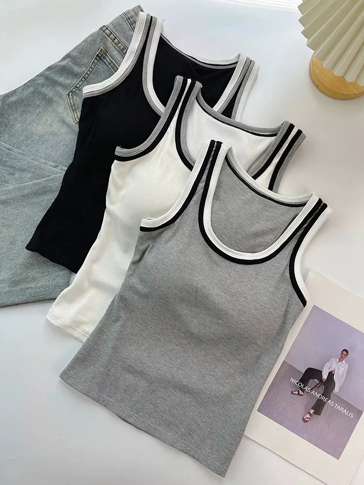 Women's Slim Fit Tank Top 95% Cotton Sleeveless Vest Spring Summer New Style plus Size Inner Wear Outer Wear Base Layer
