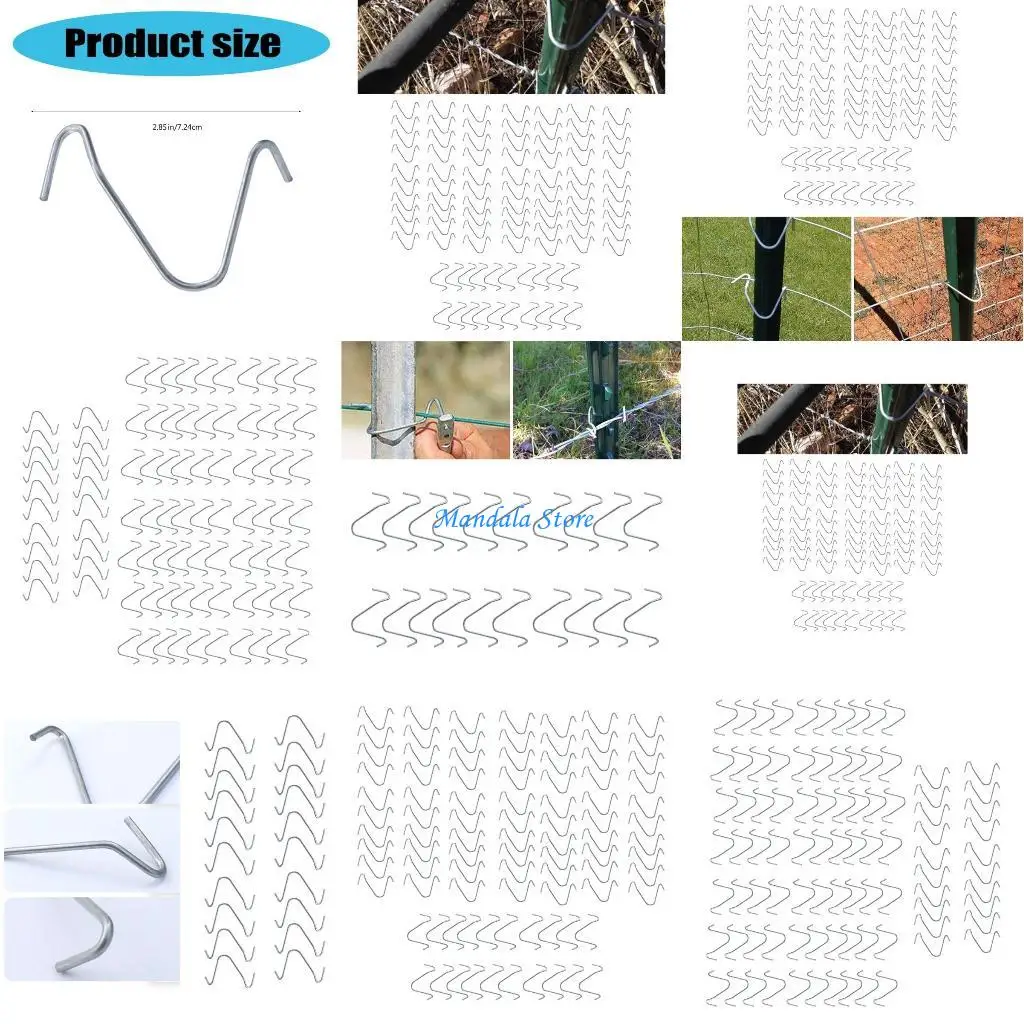 

U2JC 200Pcs Metal Wire tie Convenient Fence Wire Clip set for Farm & Garden Fence