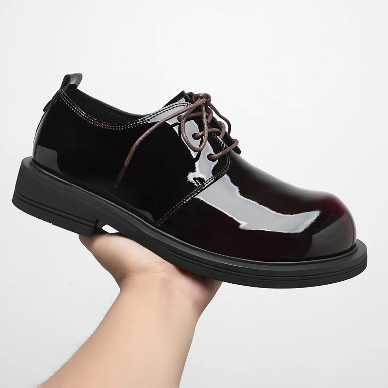 

Thick soled men's leather shoes Trendy brand designer style Fashion street walking Formal casual business quality shoes New