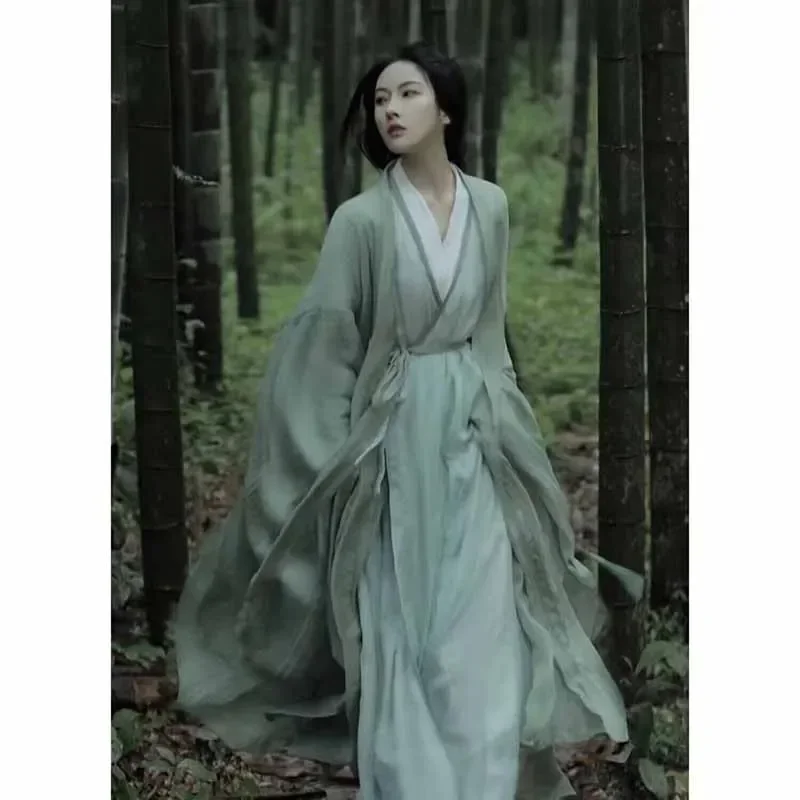 

Женское платье Hanfu, традиционный китайский костюм для косплея, летнее зеленое платье, старинный китайский костюм ханьфу, сказочное платье