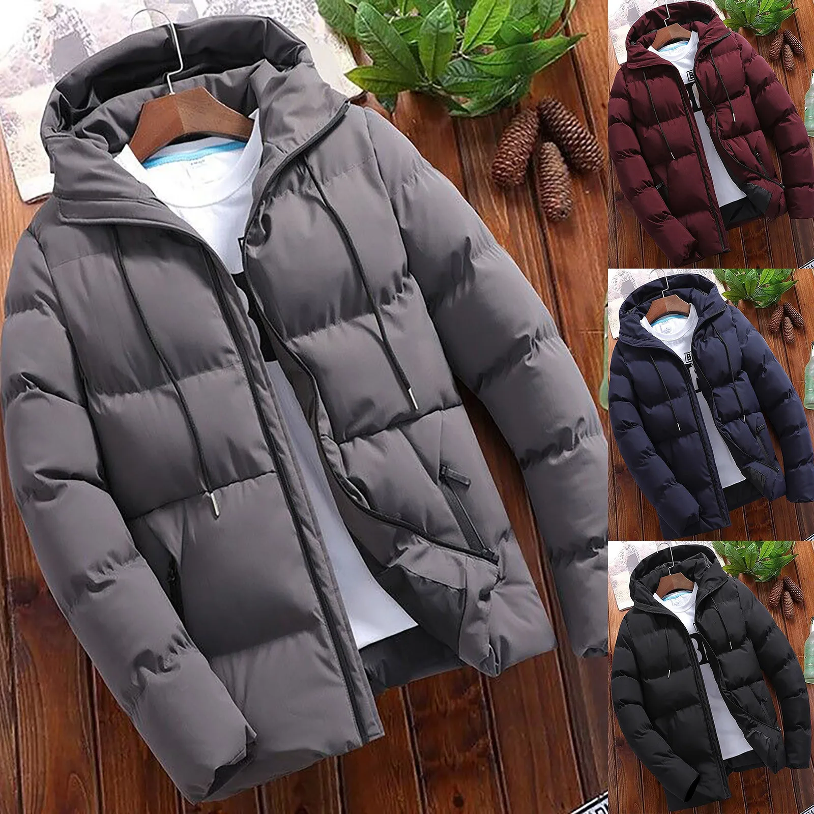 Fashion Cotton Coat Jacket Men Winter Casual Jackets Warm Hooded Thick Puffer Coat 2024 Male Fashion Simple Business Outwear