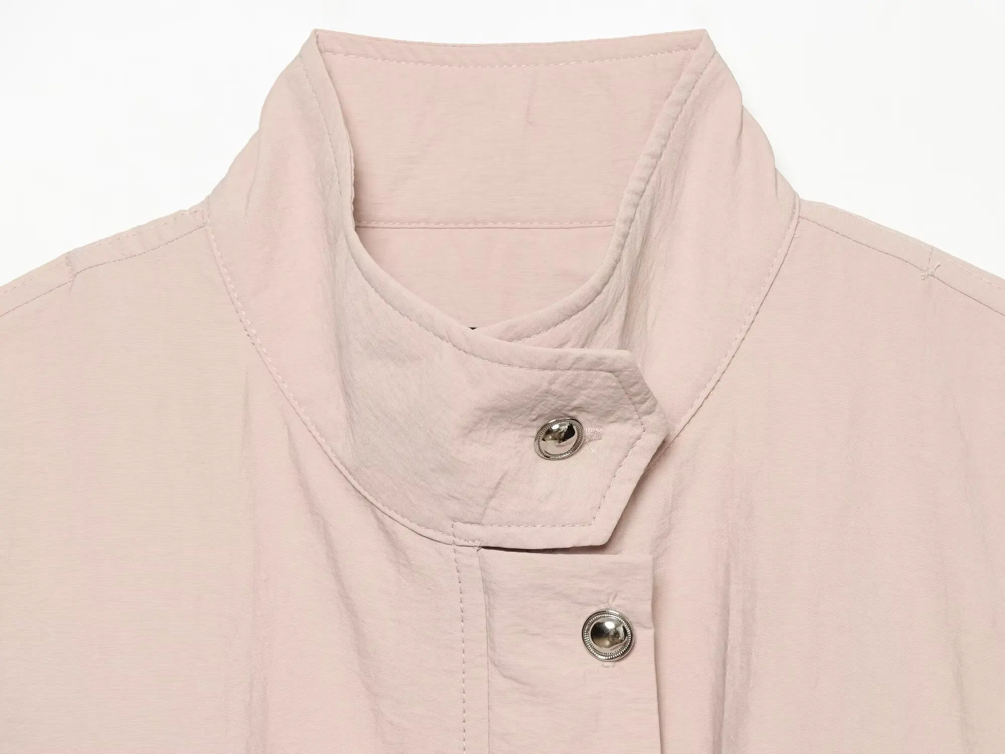 Women Stand Elegant Pink Trench Jacket Spring Fall Female Waist Drawstring Long Sleeved Pockets Coats Lady Casual Loose Jackets - view 2