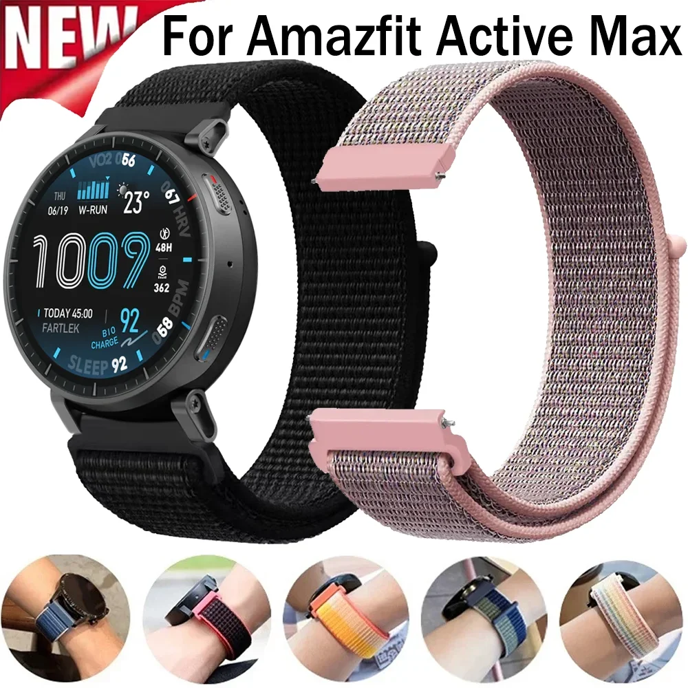 20mm 22mm Nylon Strap for Huawei Watch GT6-5-4 Pro 46mm Sports Bracelet for Amazfit Active Max-2/Bip 6/Balance 2 Replace Correa