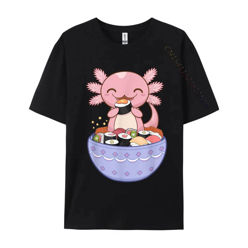 

Axolotl Ramen Eating Noodles Cute Kawaii Axolotl Print T-shirts Autumn Tops Shirts Latest Cotton T Shirt Normal Mens Wholesale