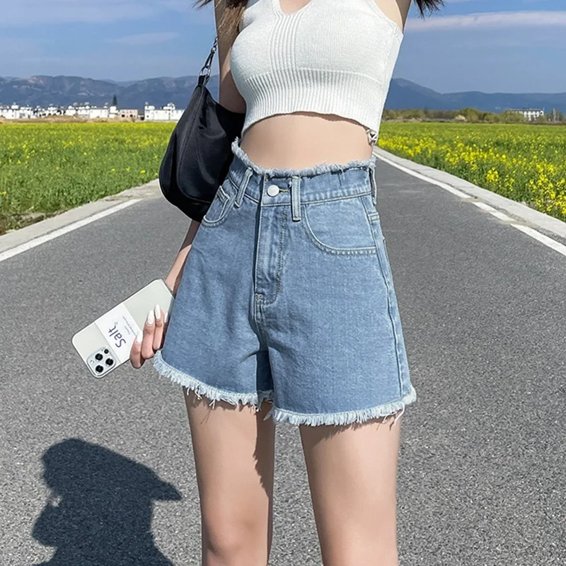 

Women's Denim Shorts Women Pants High Waist Korean Women's Clothes Streetwear Black Jeans Pants Woman Summer 2023 Fashion