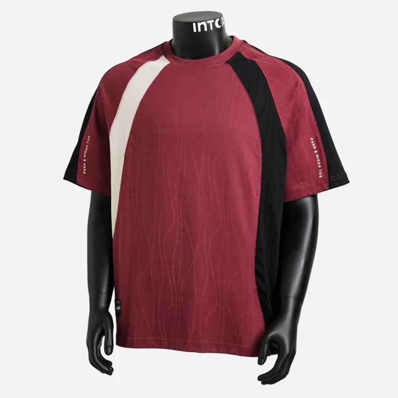 Men's Raglan Sleeve Color Block T-Shirt South American Summer New Loose Round Neck Contrast Color Short Sleeve Casual