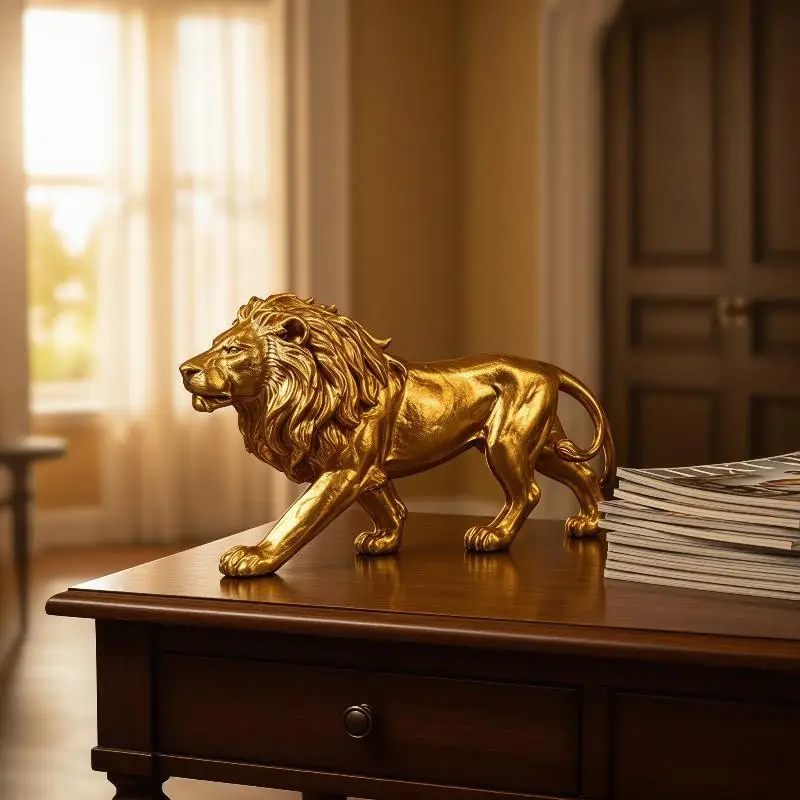 Stunning 3D Printed Lion Figurine for Home Office Artistic Shelf Display