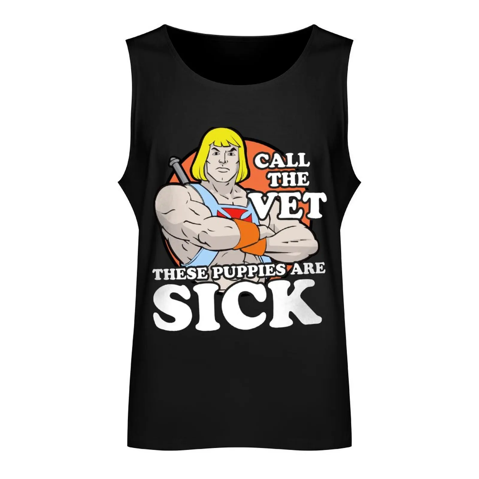 Masters of the Universe He-Man Call the Vet, These Puppies Are Sick Men's Short Sleeve Graphic Tank Top Gym man