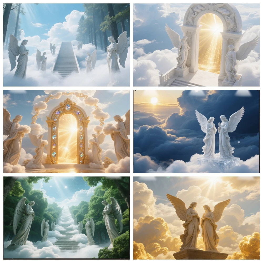 

Jesus Christ Ascending in Heaven - Divine Party Banner for Christmas Angel wings Baptism Photographic Studio Decor Background